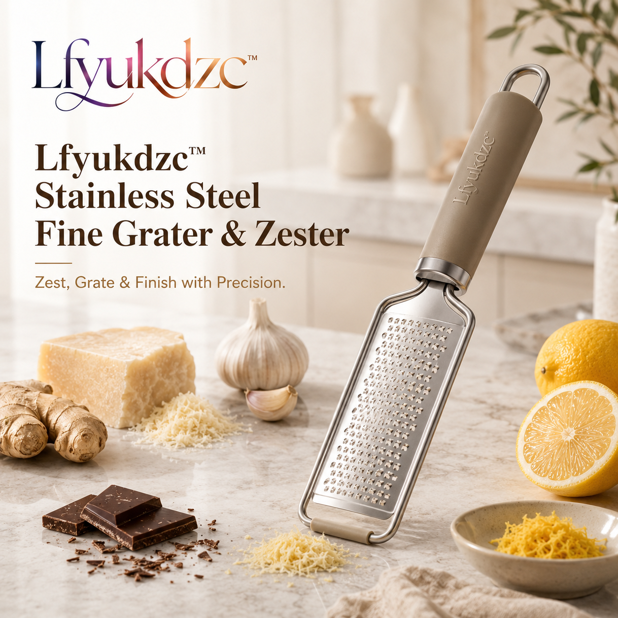 Lfyukdzc™ Stainless Steel Fine Grater & Zester with Soft-Touch Handle