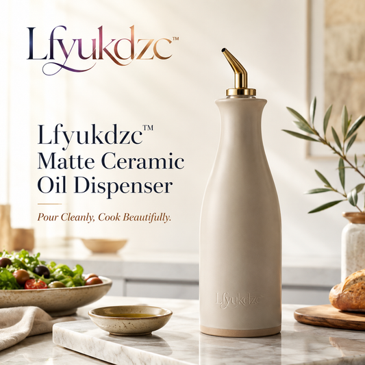 Lfyukdzc™ Matte Ceramic Oil Dispenser Bottle with No-Drip Pour Spout
