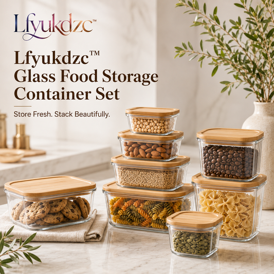 Lfyukdzc™ Glass Food Storage Container Set with Bamboo Lids