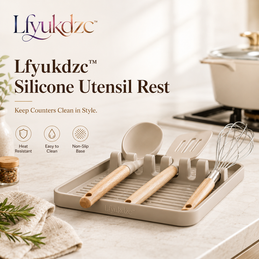Lfyukdzc™ Minimalist Silicone Utensil Rest with Drip Tray