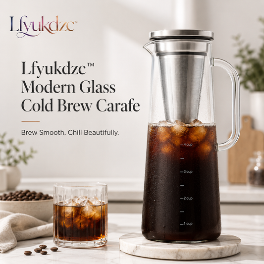 Lfyukdzc™ Modern Glass Cold Brew Carafe with Stainless Steel Filter
